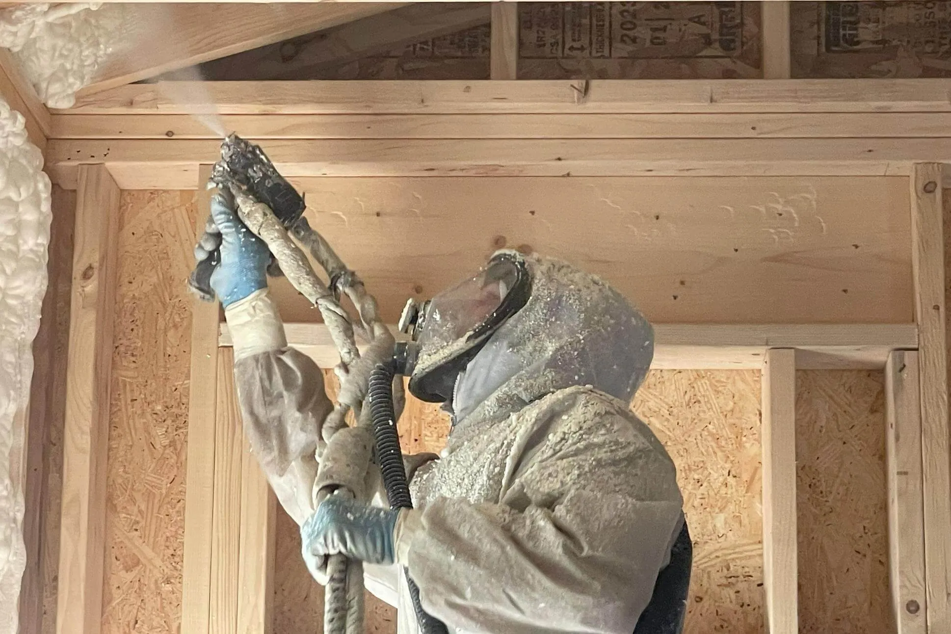 Foam conforming to a framing assembly